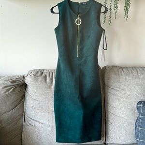 Size 2 -Calvin Klein -green suede dress. Brand New and never warn.